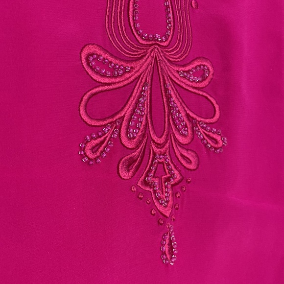 LILLY PULITZER Raspberry Pink Cold Shoulder Embroidered with Beads sz XS Dress - Picture 9 of 12